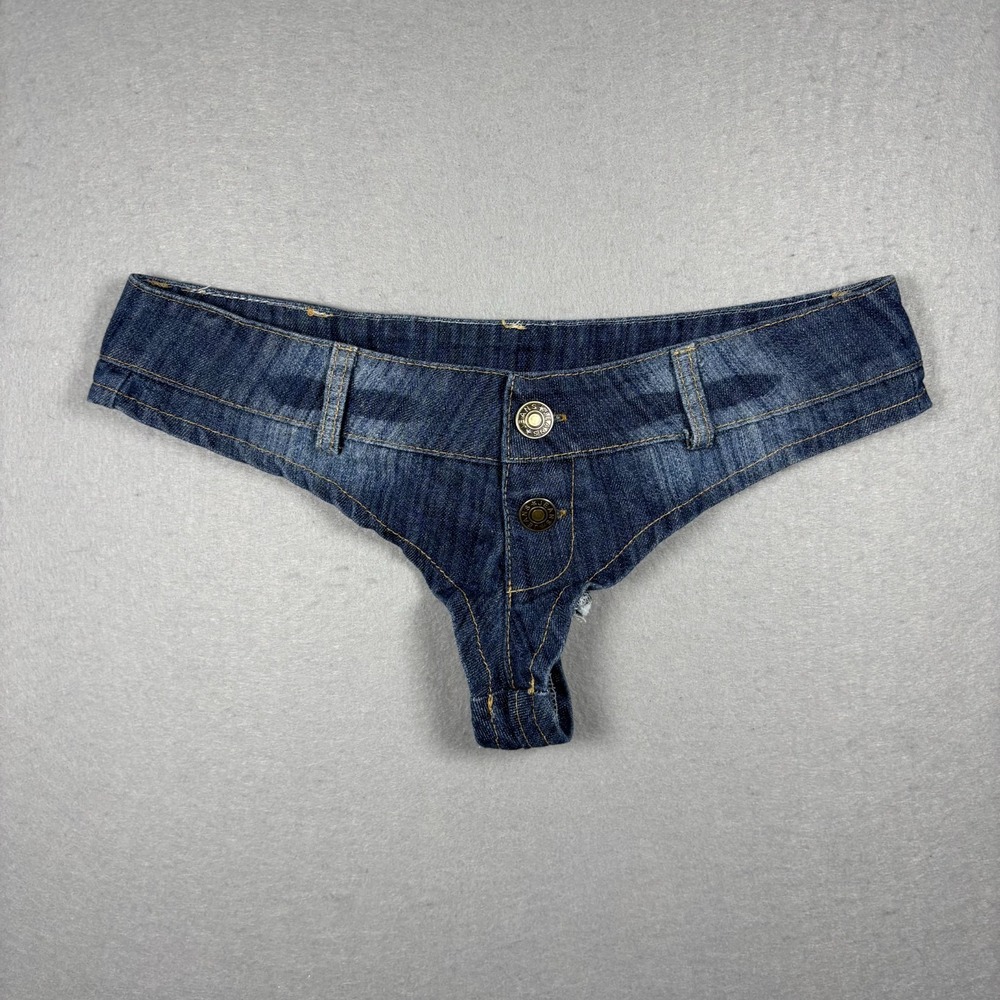 Womens Low Waist Denim Sexy Thong Micro Mini Shorts Being Human Size Large